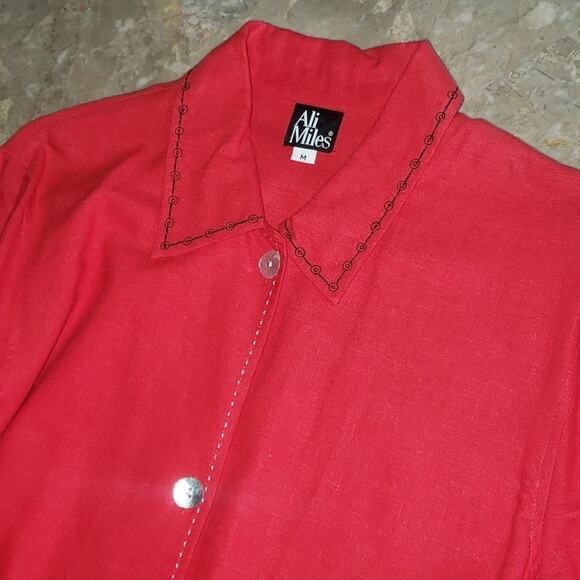 Vintage Ali Miles Stitched Embroidered Fashion Scene Long Sleeve Button Down - Picture 7 of 12